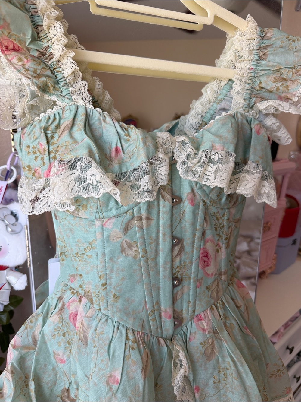 Selkie Floral Lace Ruffled Corset Dress - Mini - Picture 5 of 7